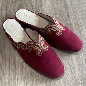 Bettye Muller Red Velvet Slip On Shoes **Unworn!